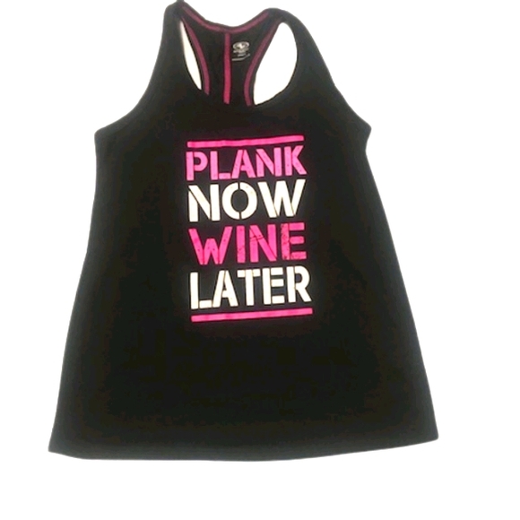 Workout Stretchable Lightweight Plank now Wine Later  Tank Top Shirt - Picture 1 of 3